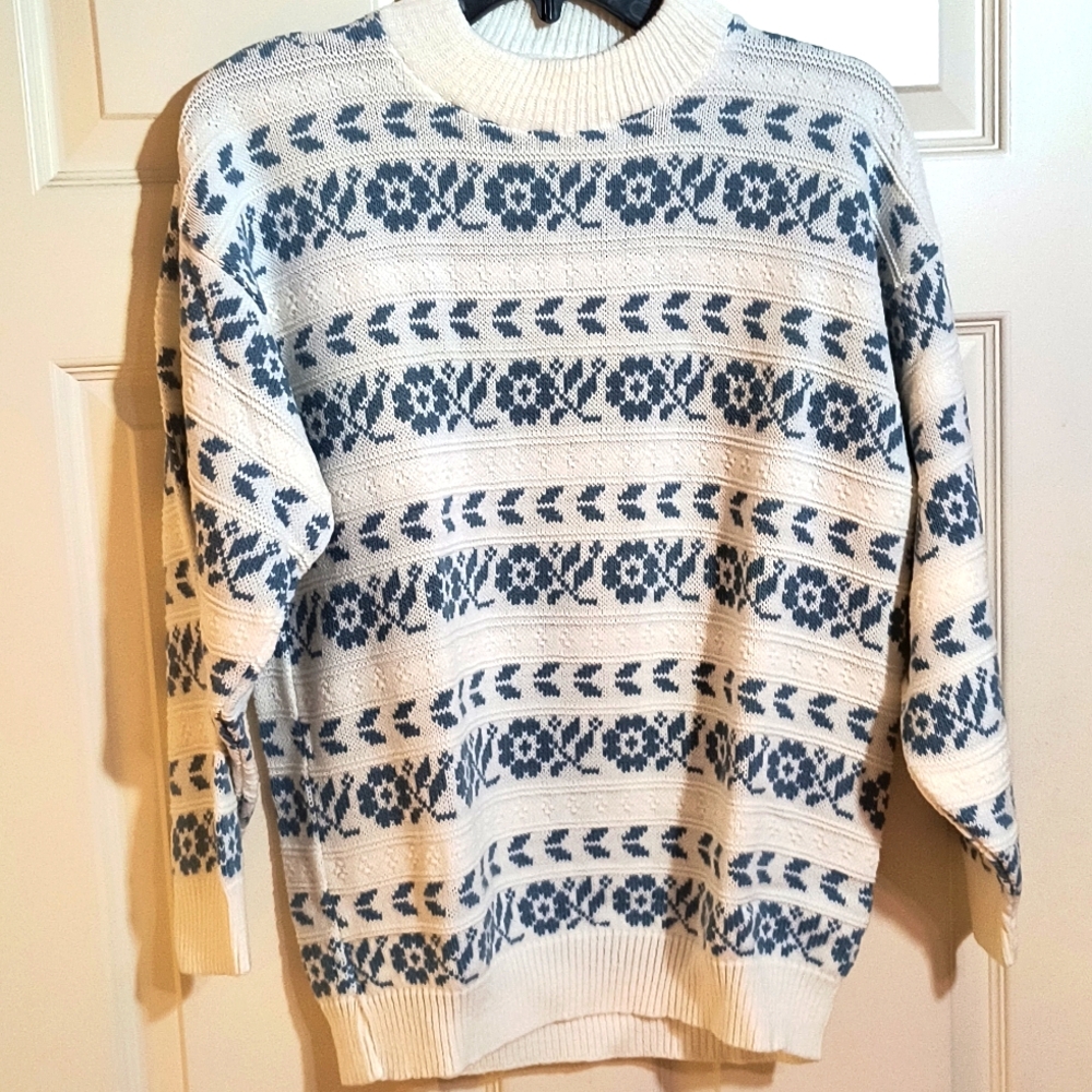 Blue and white sweater